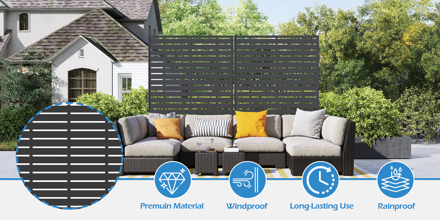 Freestanding Outdoor Privacy Screen Metal Frame Resin Panels Patio Garden