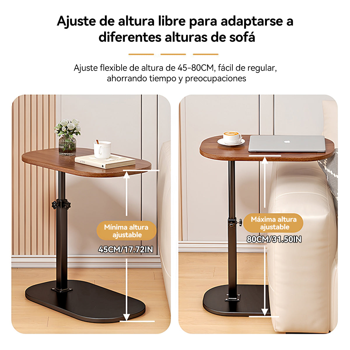 Height Adjustable Rotatable Home Office Desk Easy Clean Side Table