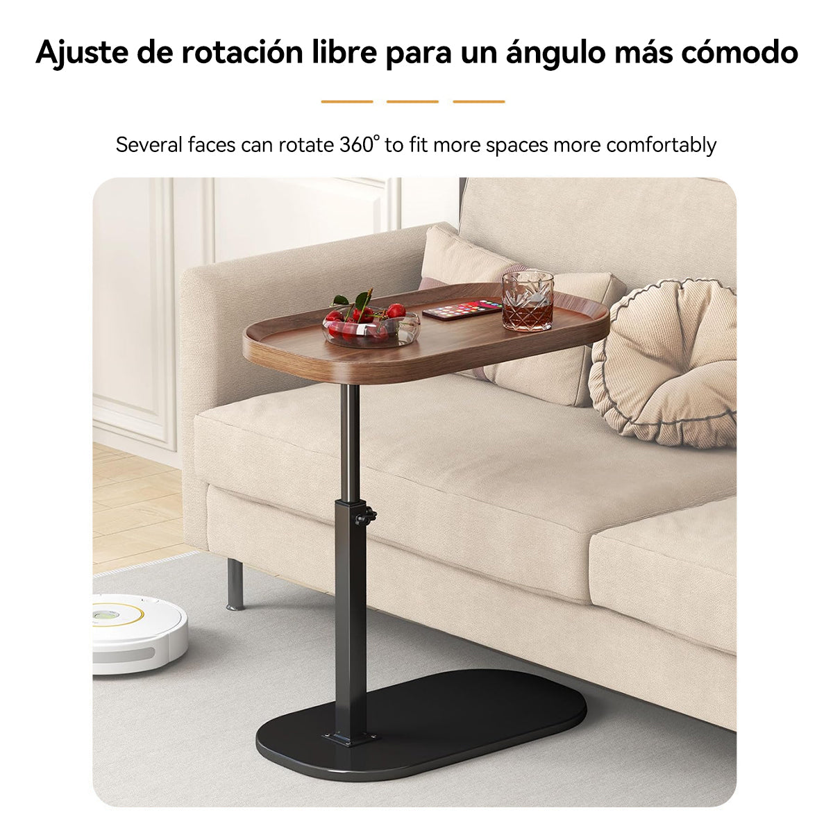 Height Adjustable Rotatable Home Office Desk Easy Clean Side Table