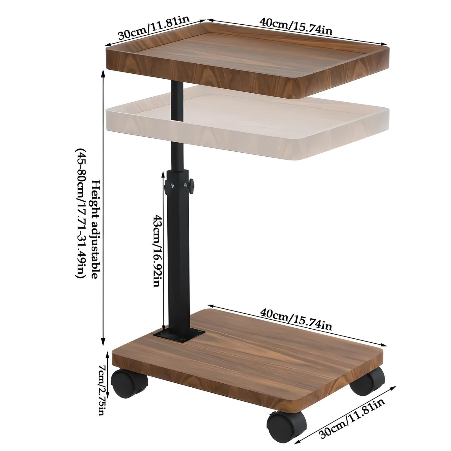 Ljustra 360° Rotatable Laptop Desk Adjustable Rolling Cart Sofa Tray Table