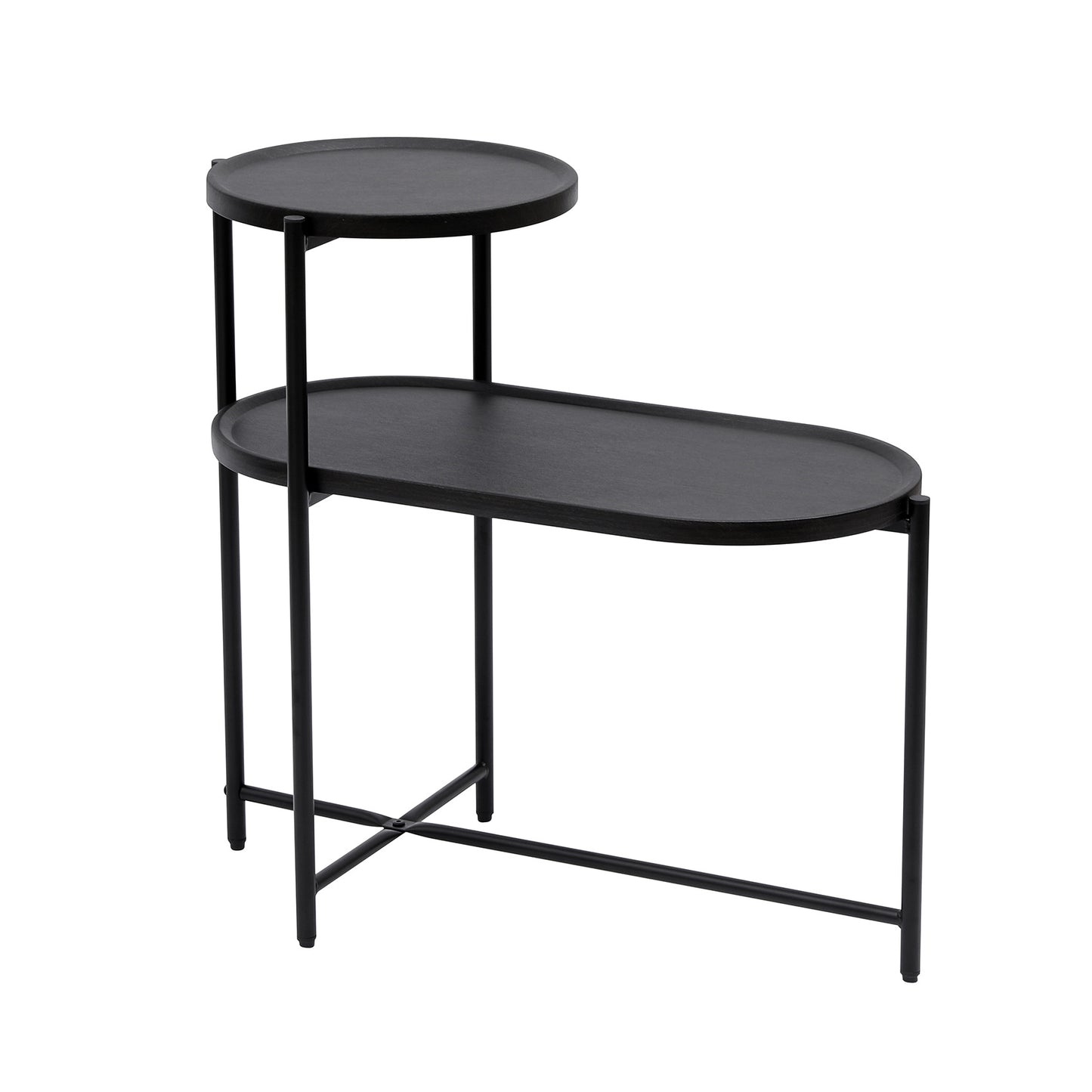 2-Tier End Table Round and Oval Sofa Side Table Overbed Bedside Table for Patio and Living Room Bedroom Medical Food Tray Table
