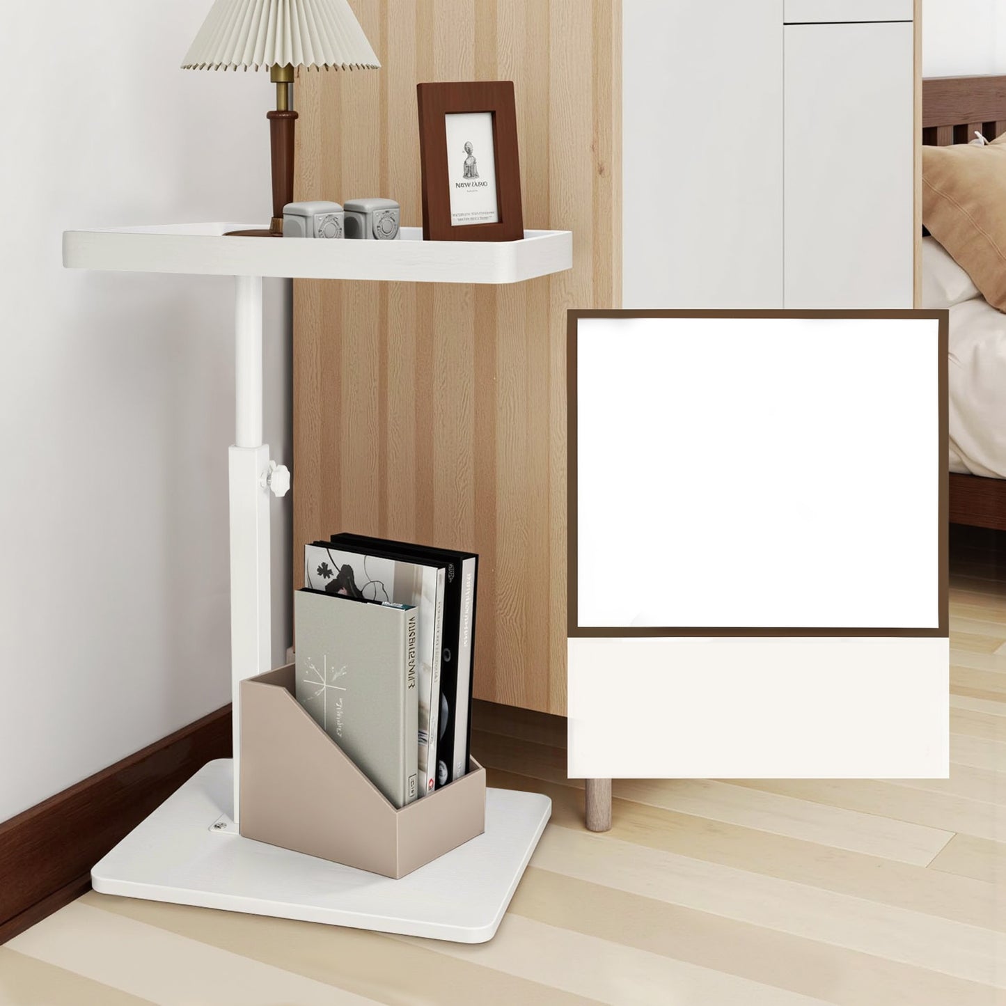 Ljustra C-Shaped Sofa Side Table Mobile Storage Small Corner Table