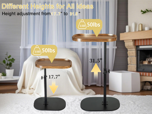 Height Adjustable Rotatable Home Office Desk Easy Clean Side Table