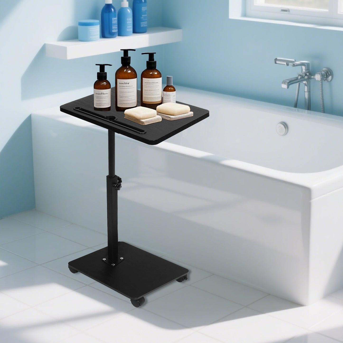 Adjustable Laptop Desk Rolling Cart Overbed Bedside Table 360° Rotatable