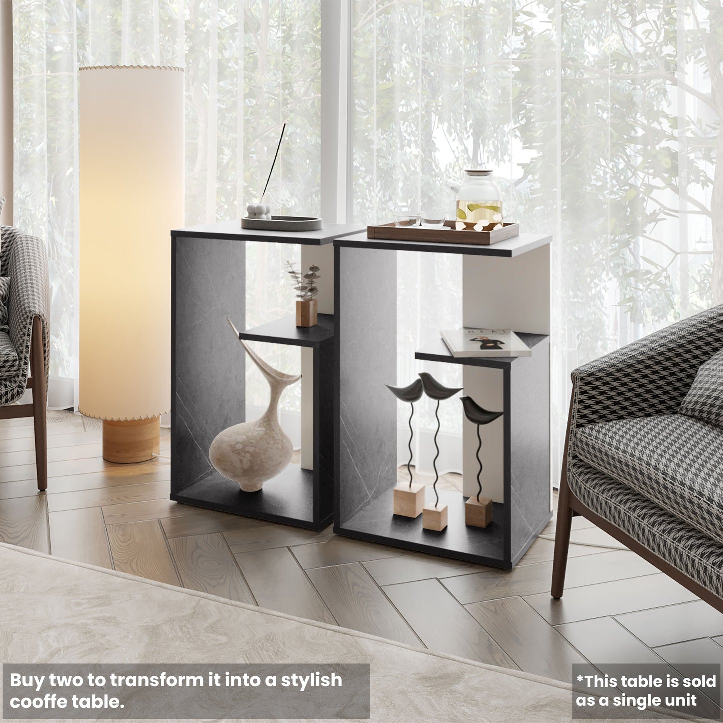 Side Table with Open Storage Compact Design for Living Room Bedroom