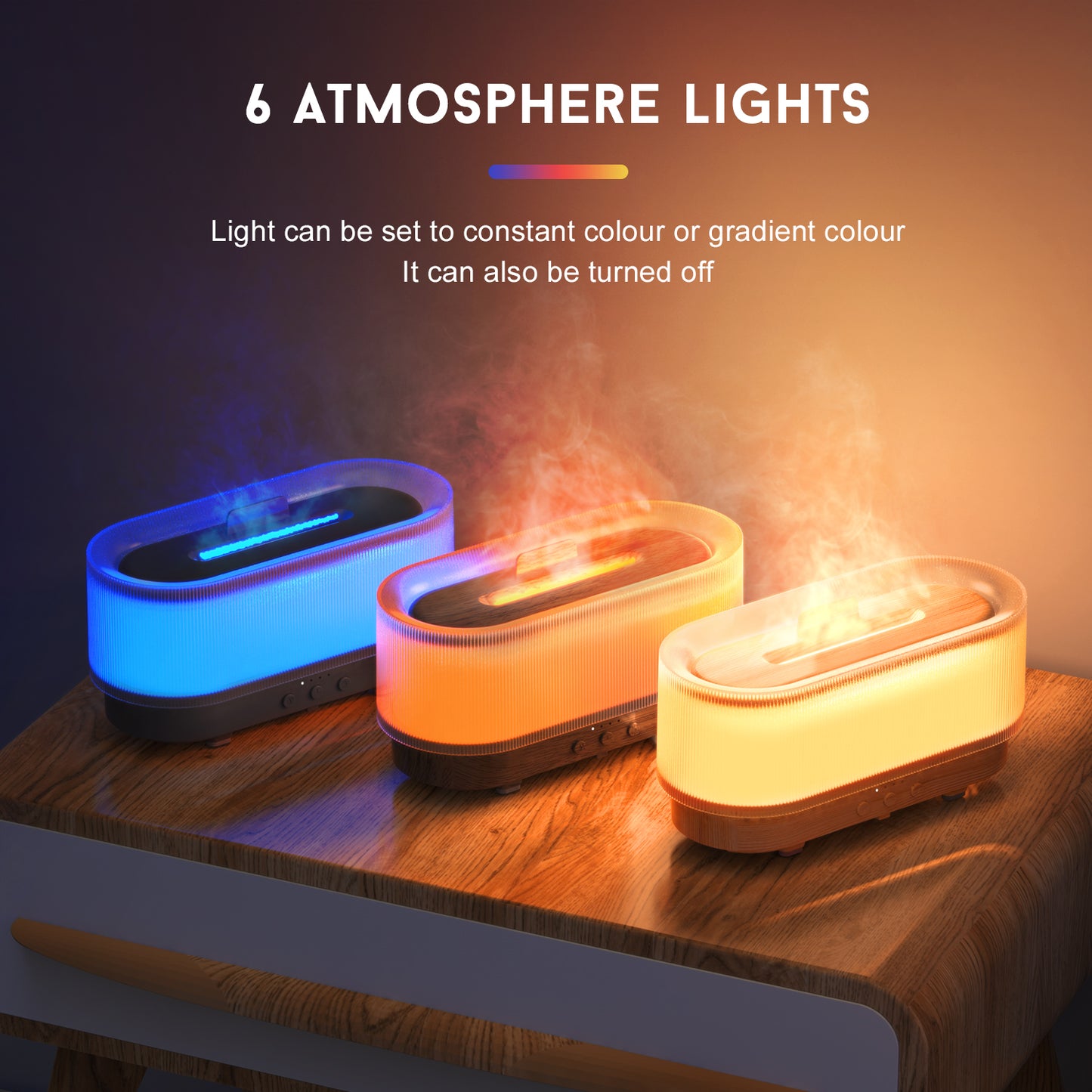 Ljustra Ultrasonic Humidifier 300ml Aromatherapy Diffuser Quiet Light
