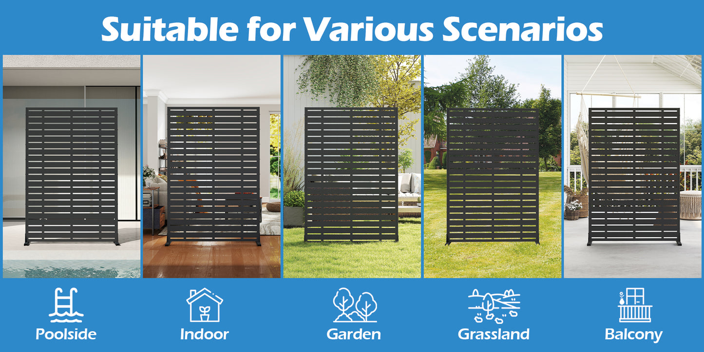 Freestanding Outdoor Privacy Screen Metal Frame Resin Panels Patio Garden