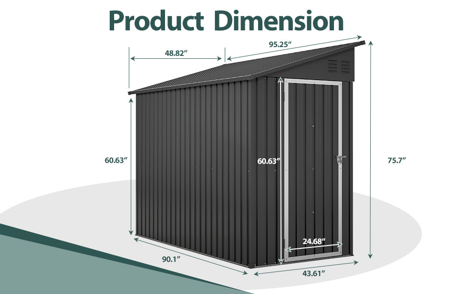 Ljustra 4x8 Metal Outdoor Storage Shed Waterproof Garden Cabinet