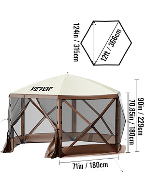 VEVOR Pop-up Camping Gazebo 12x12 10x10 Tent Canopy Outdoor Shelter