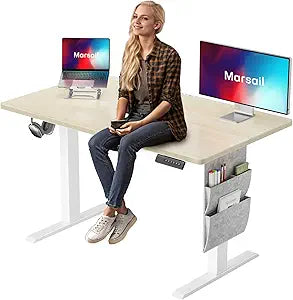 Adjustable Electric Standing Desk Modern Home Office with Storage Hook