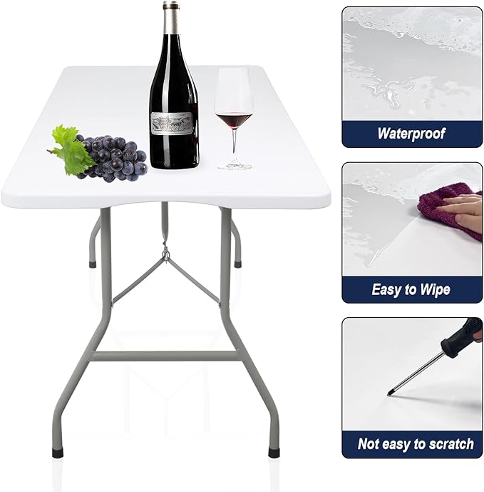 6 Ft Folding Table Portable Heavy Duty Plastic Utility Table for Events