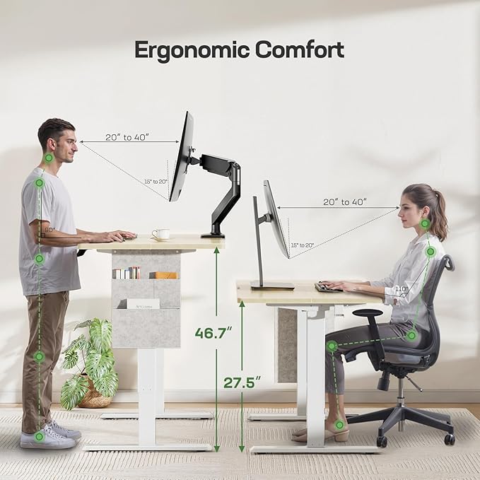 Adjustable Electric Standing Desk Modern Home Office with Storage Hook