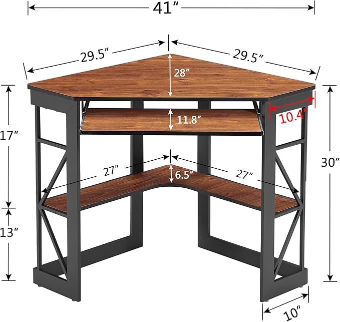 Corner Triangle Computer Desk Small Space Steel Frame Storage Table