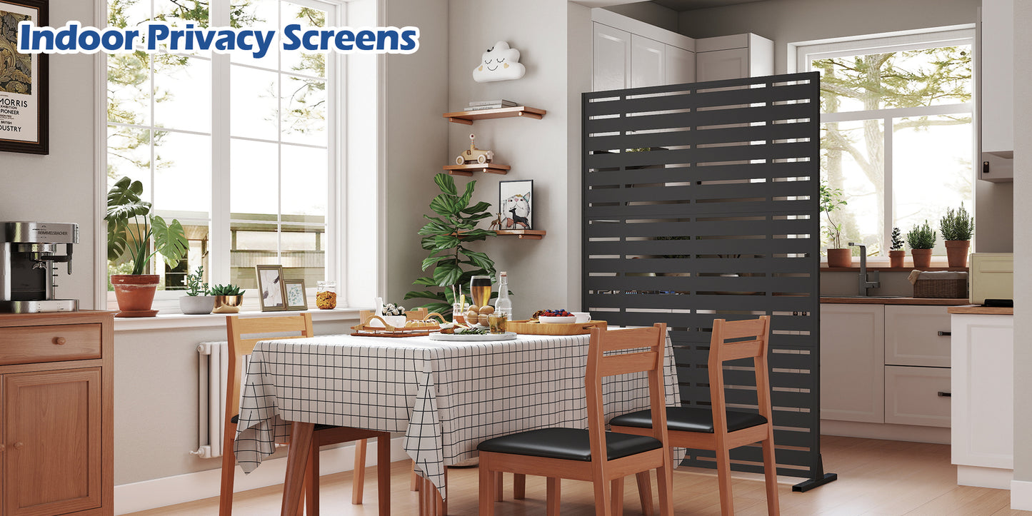 Freestanding Outdoor Privacy Screen Metal Frame Resin Panels Patio Garden