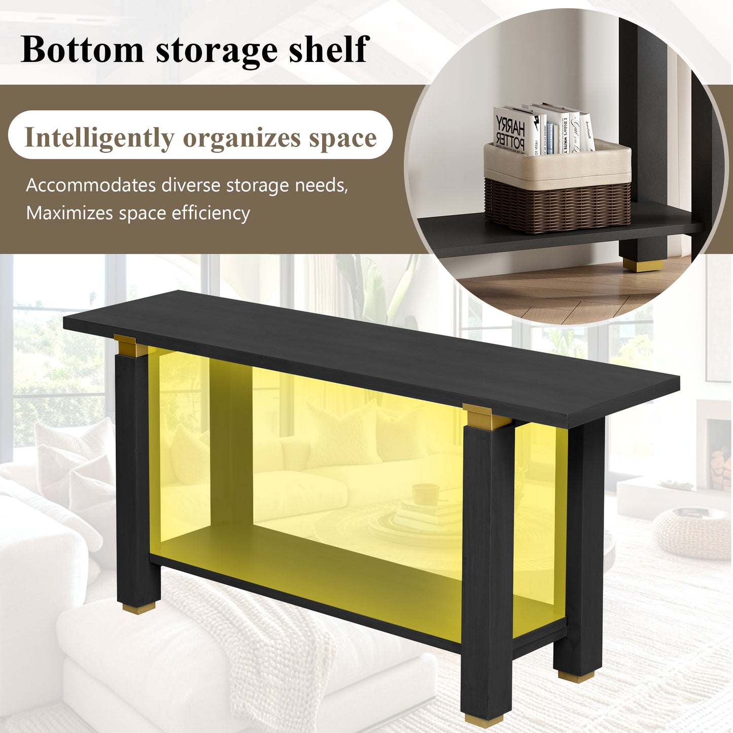 Ljustra Modern Minimalist Console Table Solid Wood Entryway Sofa Table