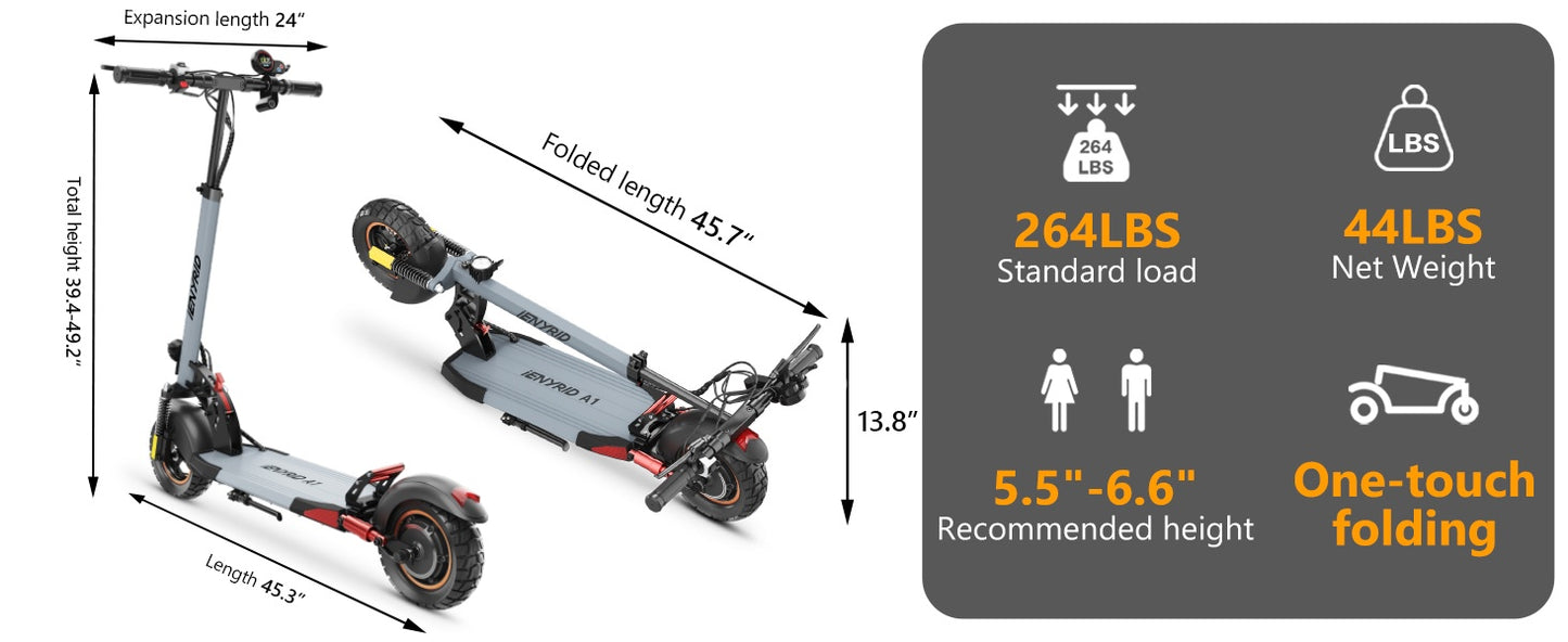 Electric Scooter 800W Motor 25MPH Folding E Scooter with Dual Braking