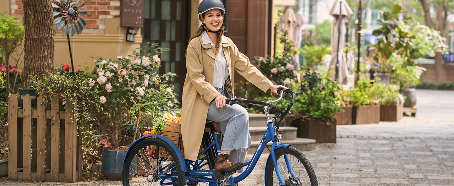 24'' 26'' Electric Tricycle for Adults 350W Motor 7 Speed Trike