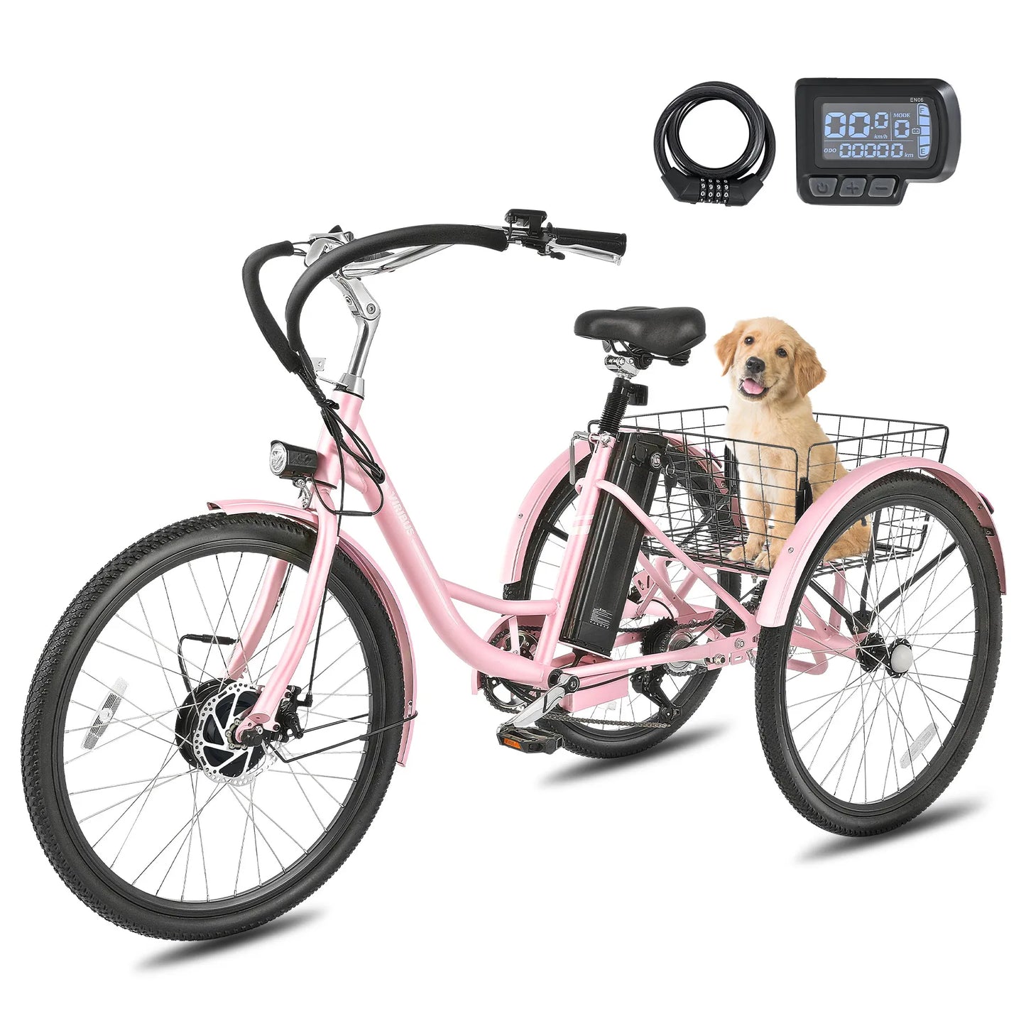 24'' 26'' Electric Tricycle for Adults 350W Motor 7 Speed Trike