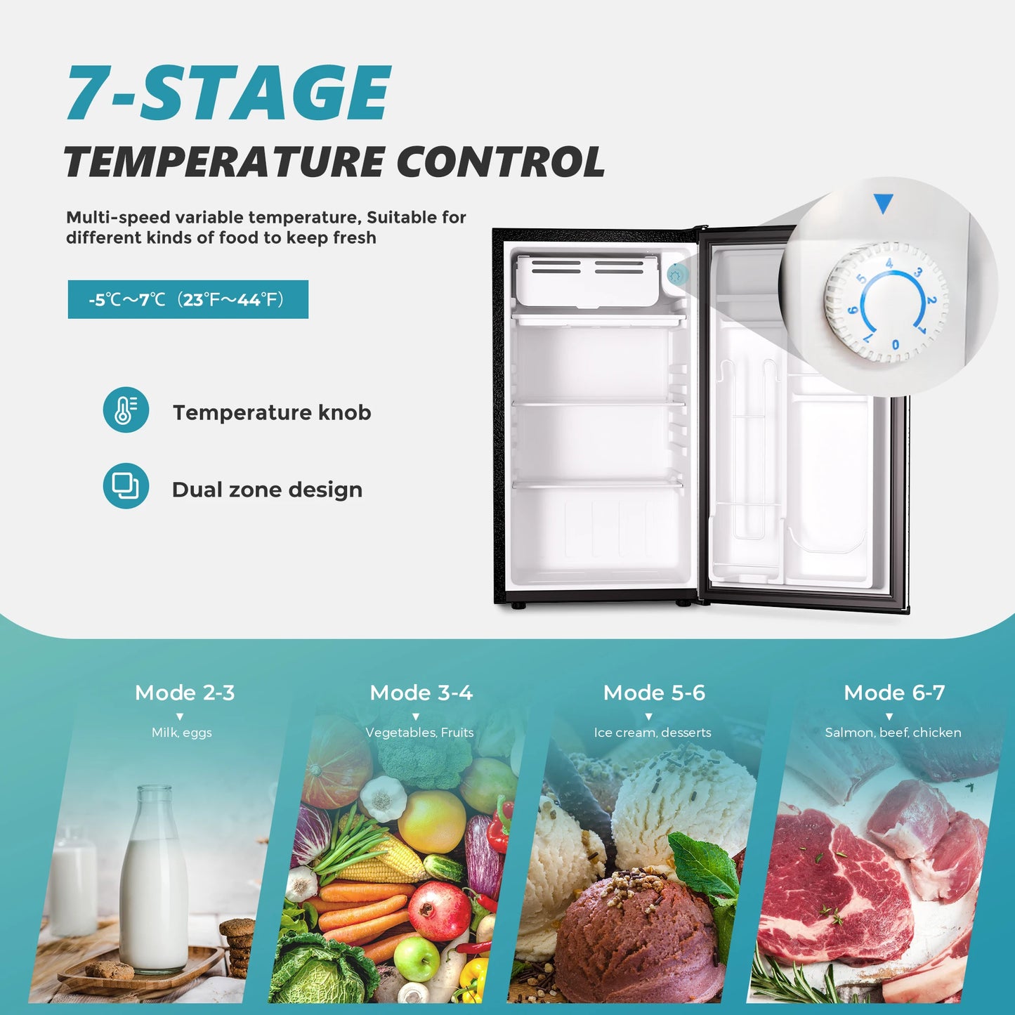 Ljustra 3.2 Cu.Ft Mini Fridge Freezer Compact Refrigerator for Dorm Office
