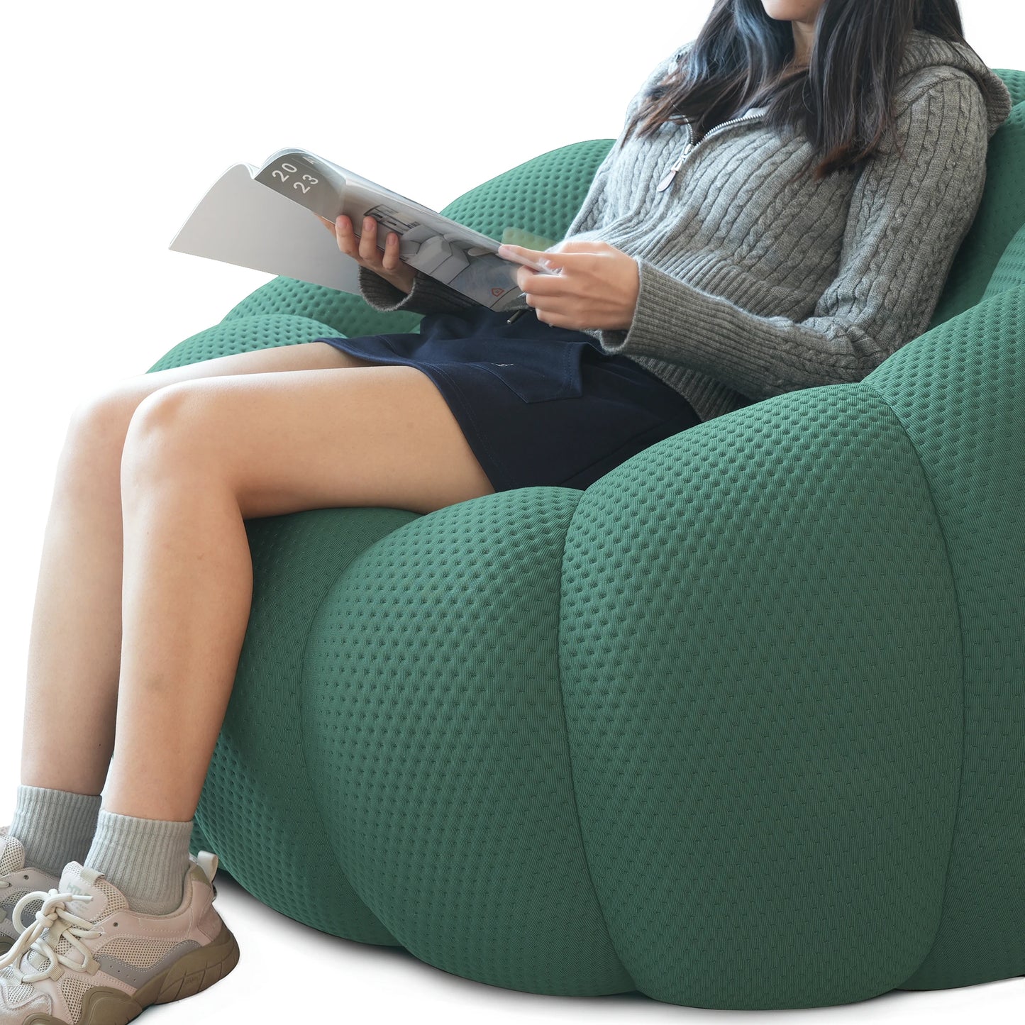 98.43 Inch Comfortable Curved Couch 3D Honeycomb Shape Sofa