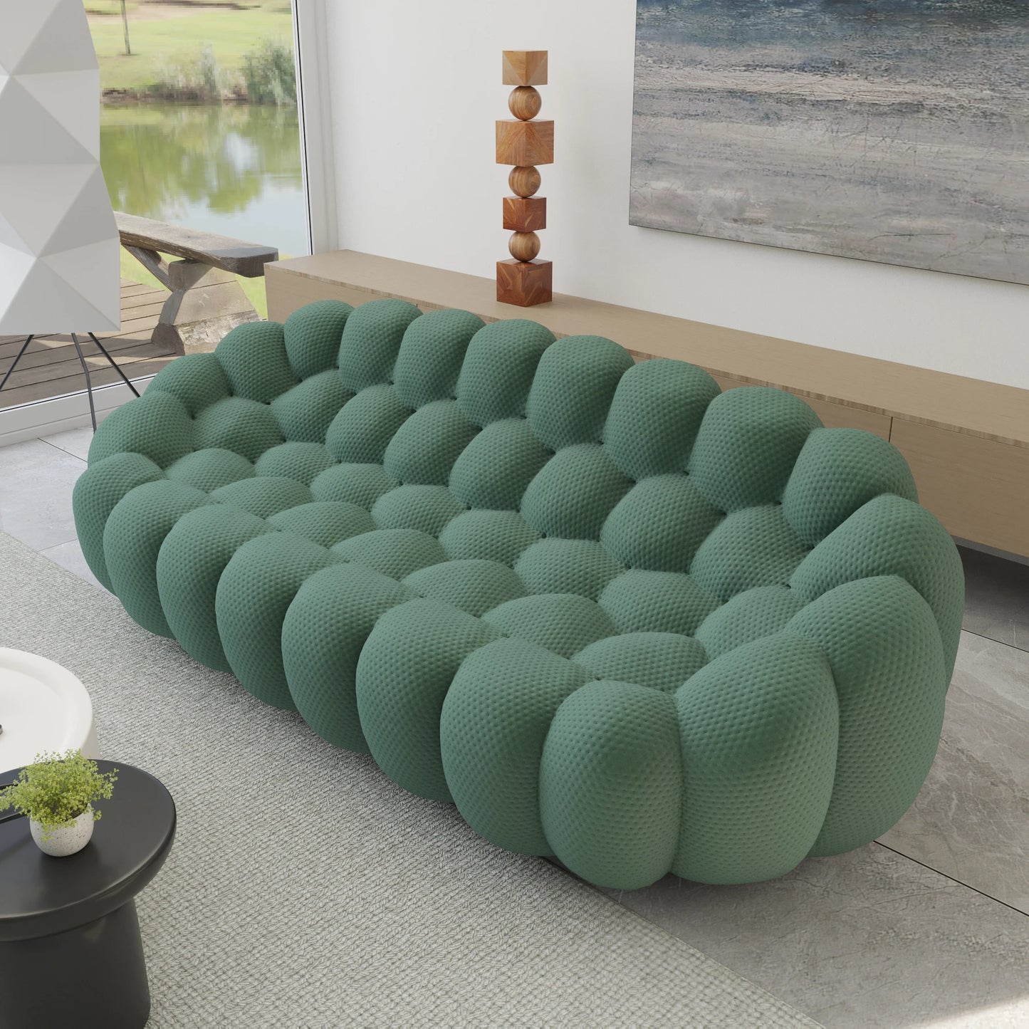 98.43 Inch Comfortable Curved Couch 3D Honeycomb Shape Sofa