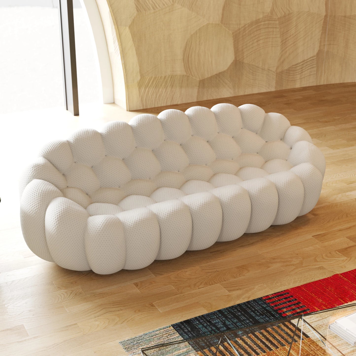 98.43 Inch Comfortable Curved Couch 3D Honeycomb Shape Sofa