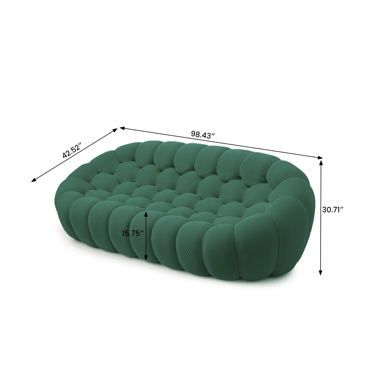 98.43 Inch Comfortable Curved Couch 3D Honeycomb Shape Sofa