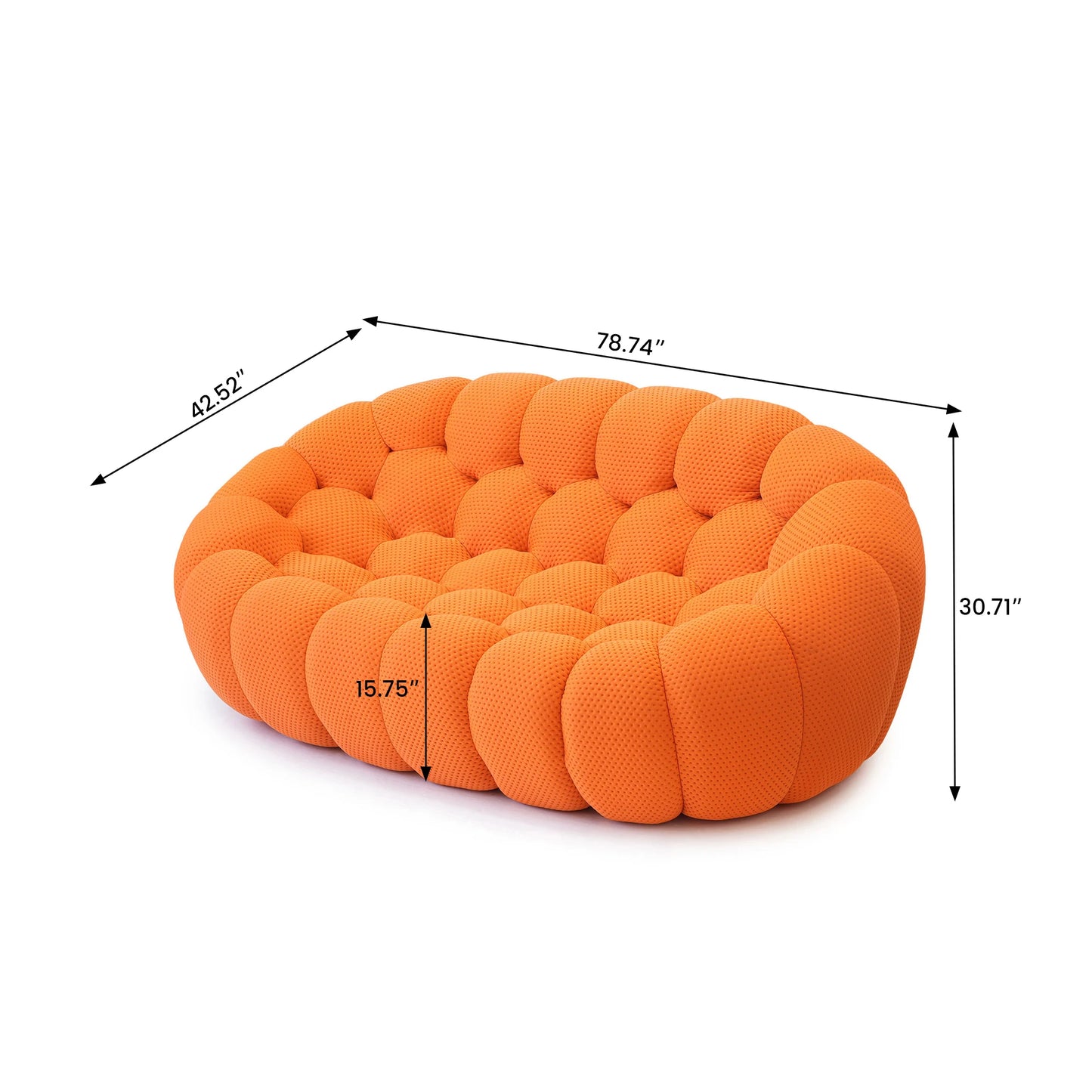 Ljustra Modern Comfy Floor Couch Lazy Sofa 3D Honeycomb Curved Loveseat
