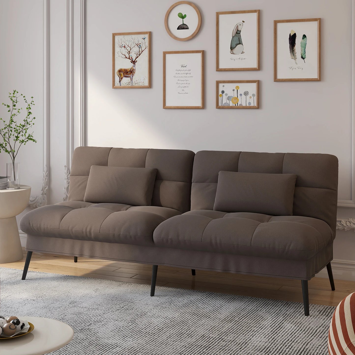 Ljustra Convertible Futon Sofa Bed Modern Adjustable Backrest Living Room