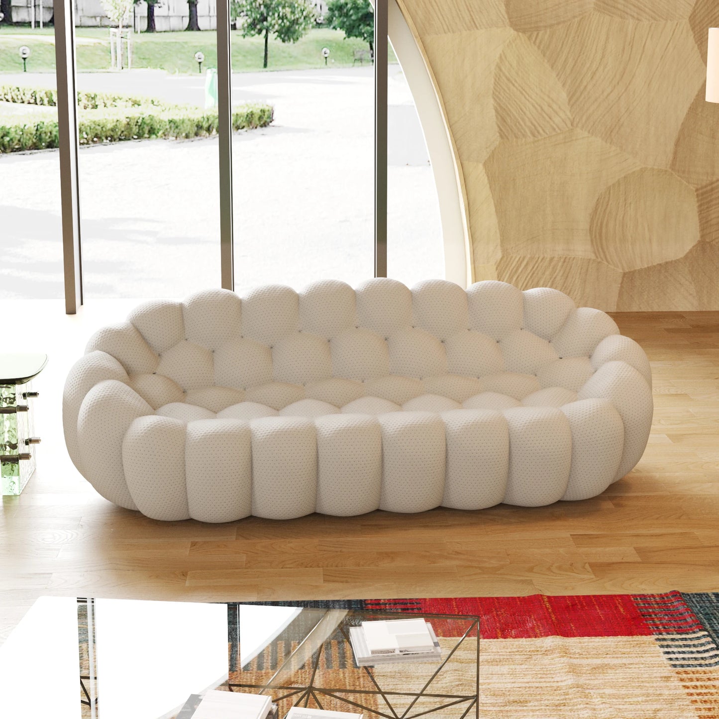98.43 Inch Comfortable Curved Couch 3D Honeycomb Shape Sofa