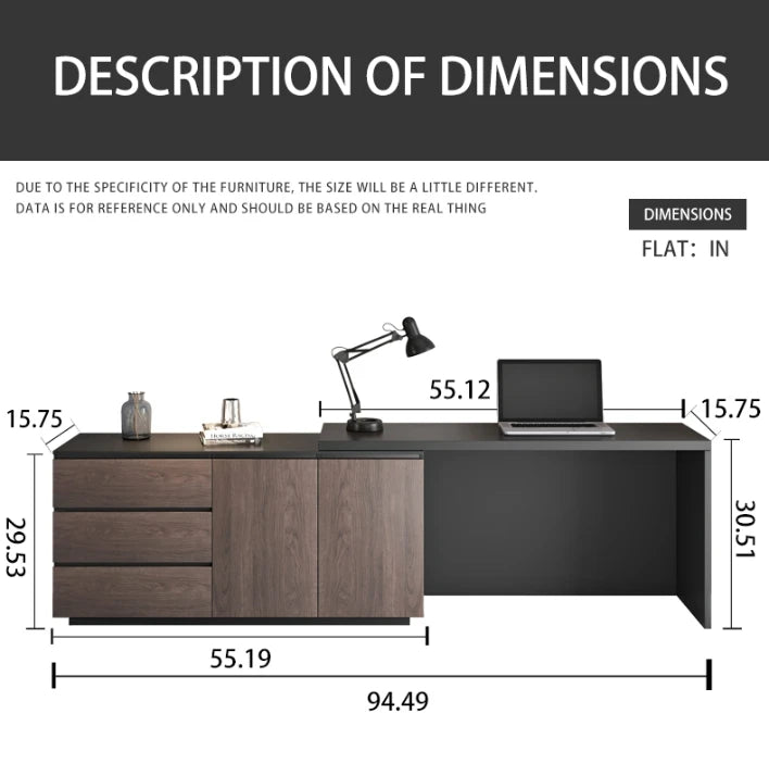 Multifunctional Expandable Desk with Drawers Modern Office Furniture