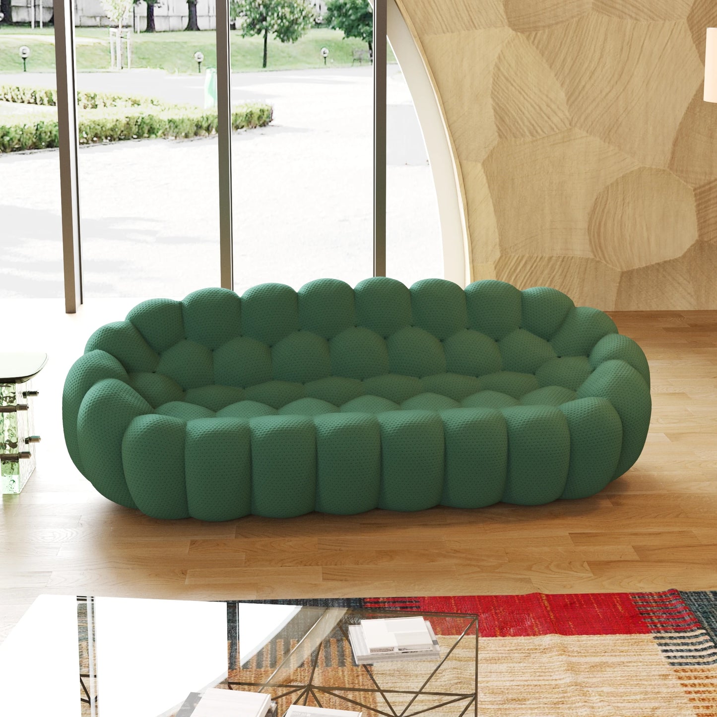 98.43 Inch Comfortable Curved Couch 3D Honeycomb Shape Sofa