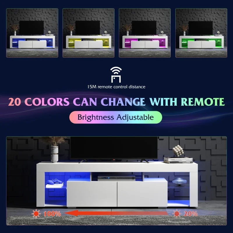 Ljustra Modern 63 Inch TV Stand with LED Lights for 60-70 Inch TV