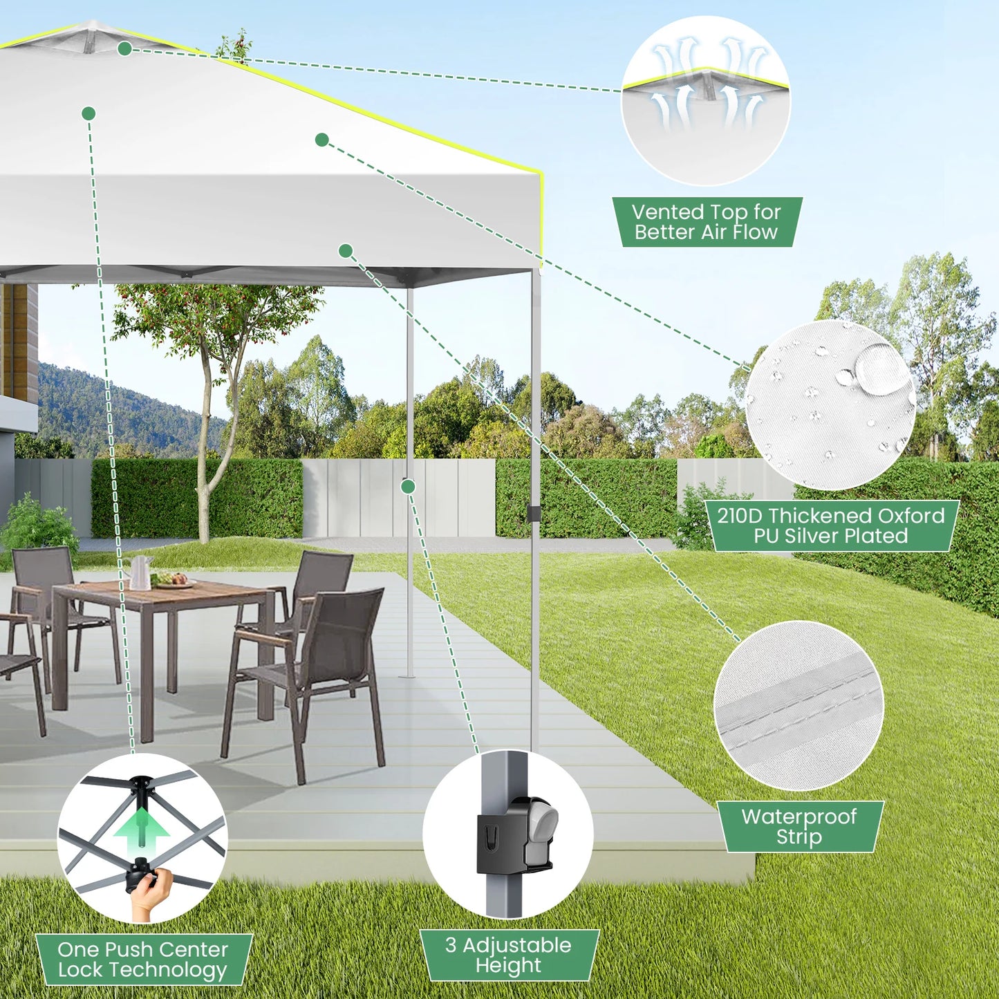 10x10 FT Pop Up Canopy Tent Waterproof Outdoor Event Party Tent