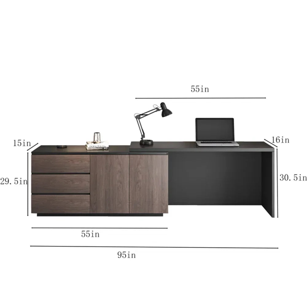 Multifunctional Expandable Desk with Drawers Modern Office Furniture