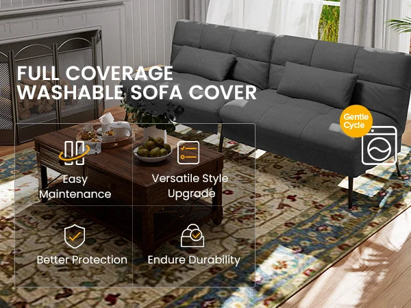 Ljustra Convertible Futon Sofa Bed Modern Adjustable Backrest Living Room