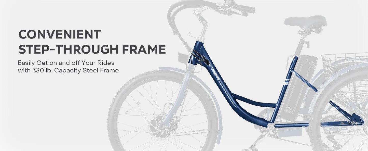 24'' 26'' Electric Tricycle for Adults 350W Motor 7 Speed Trike