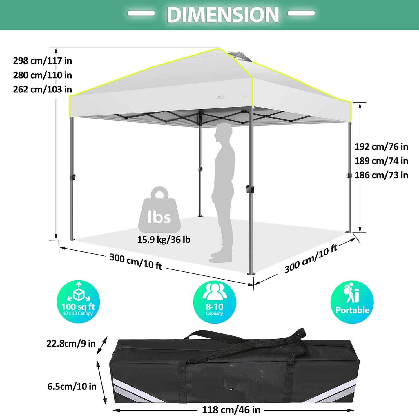 10x10 FT Pop Up Canopy Tent Waterproof Outdoor Event Party Tent