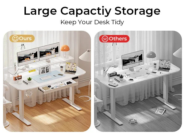 Electric Standing Desk with Drawers Adjustable Ergonomic Home Office