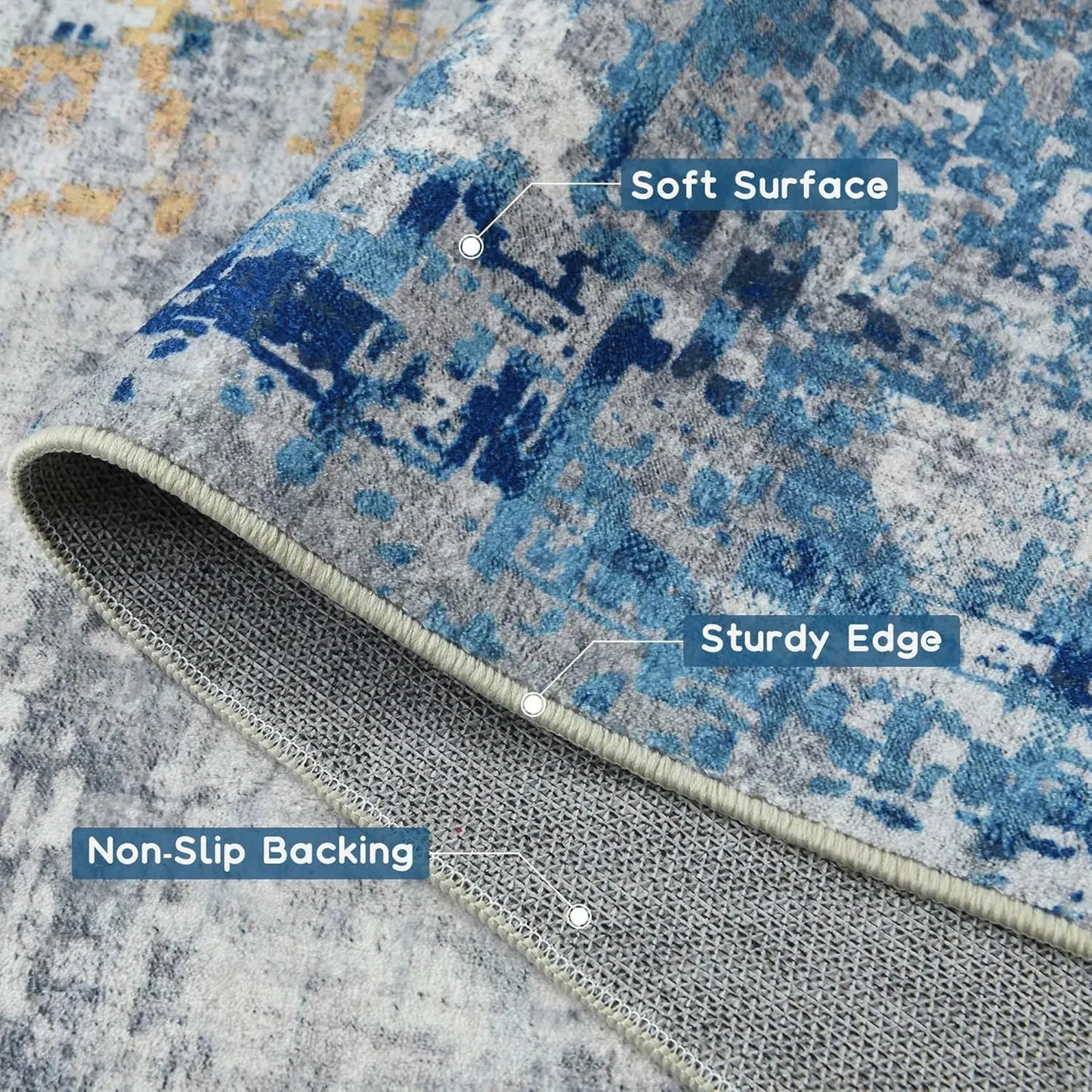 Large Modern Abstract Area Rug Boho Vintage Machine Washable Non Slip