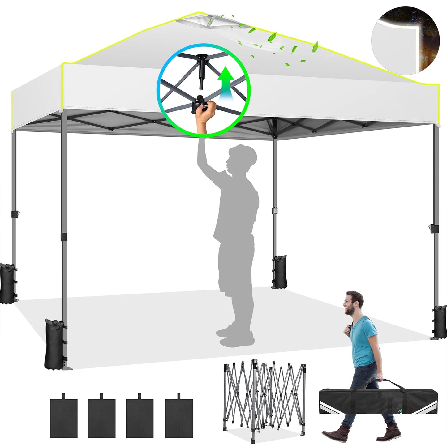 10x10 FT Pop Up Canopy Tent Waterproof Outdoor Event Party Tent