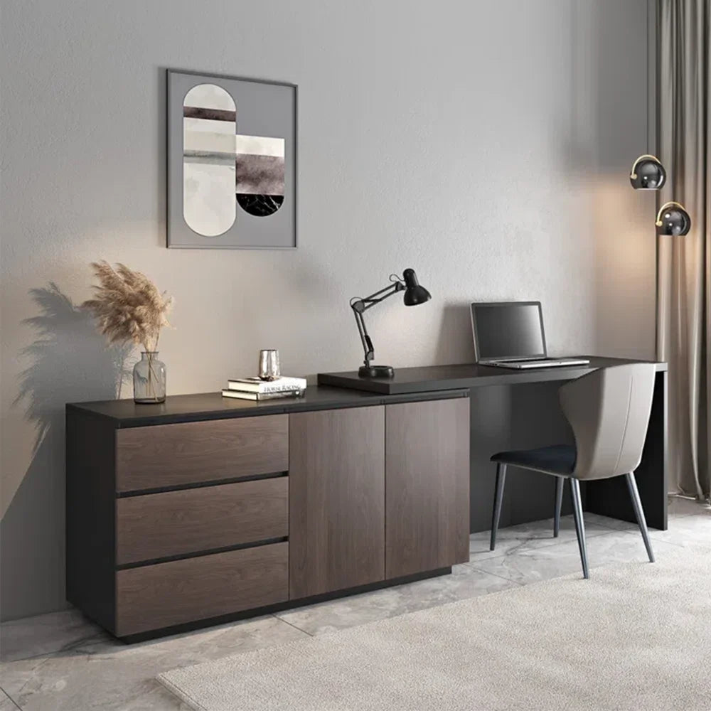 Multifunctional Expandable Desk with Drawers Modern Office Furniture