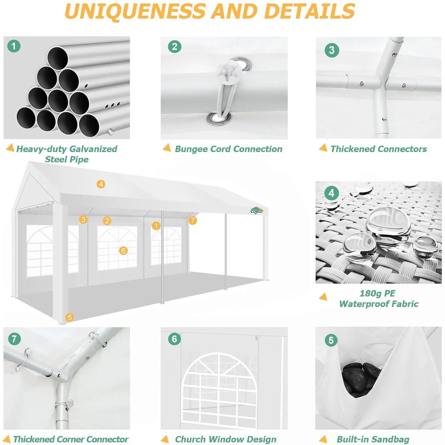 10x20ft Heavy Duty Party Tent Canopy Waterproof Wedding Event Tent