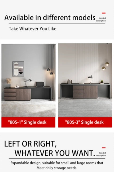 Multifunctional Expandable Desk with Drawers Modern Office Furniture