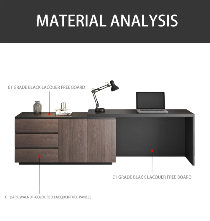 Multifunctional Expandable Desk with Drawers Modern Office Furniture