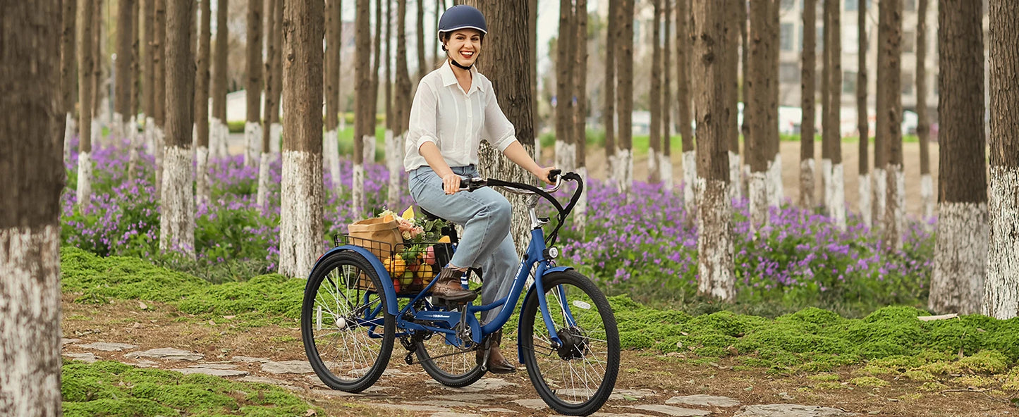 24'' 26'' Electric Tricycle for Adults 350W Motor 7 Speed Trike