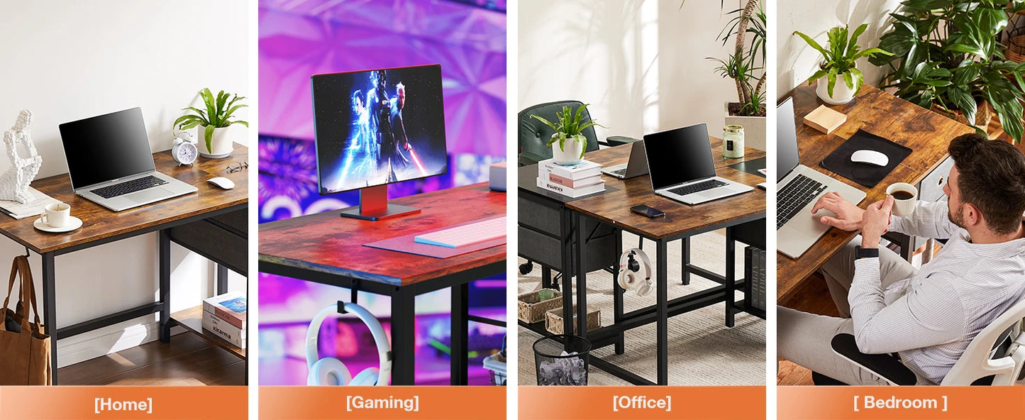 Ljustra 55 Inch Computer Desk With Drawers Home Office Writing Desk