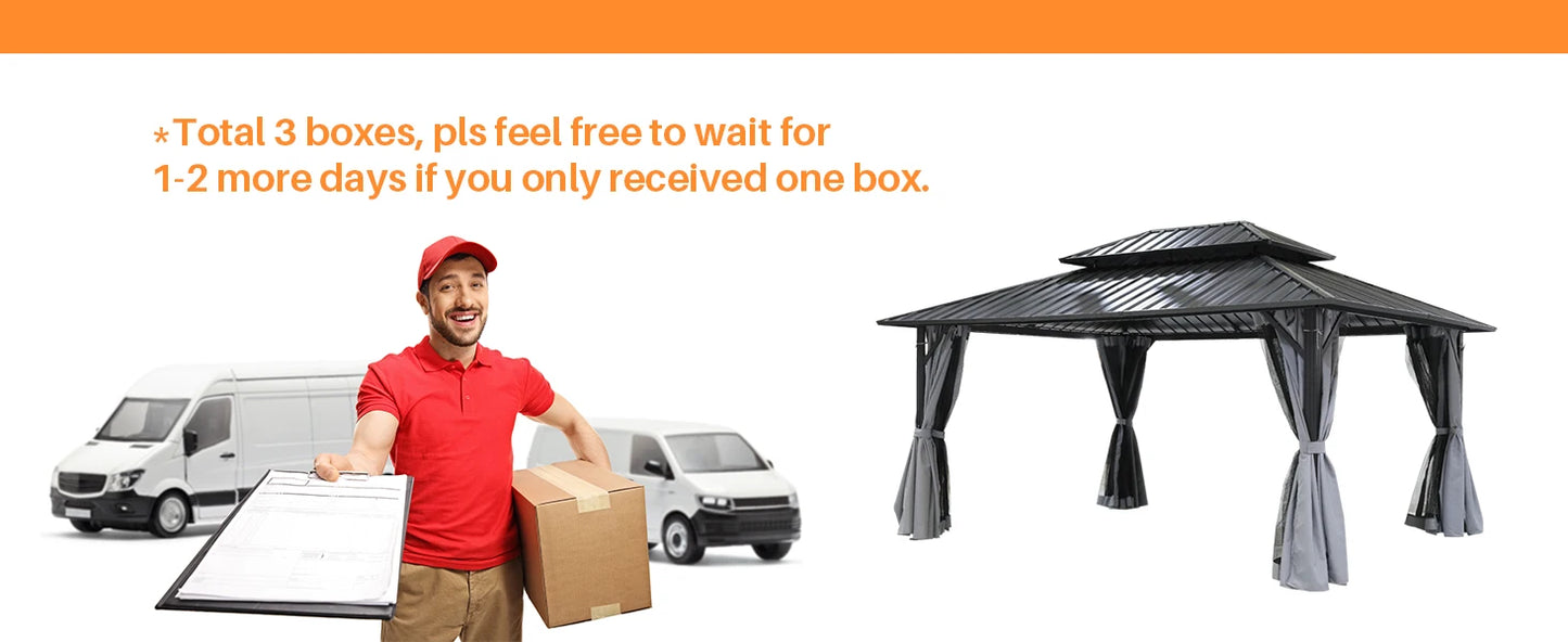 Ljustra 12x16 Outdoor Hardtop Gazebo Aluminum Frame with Netting Curtains