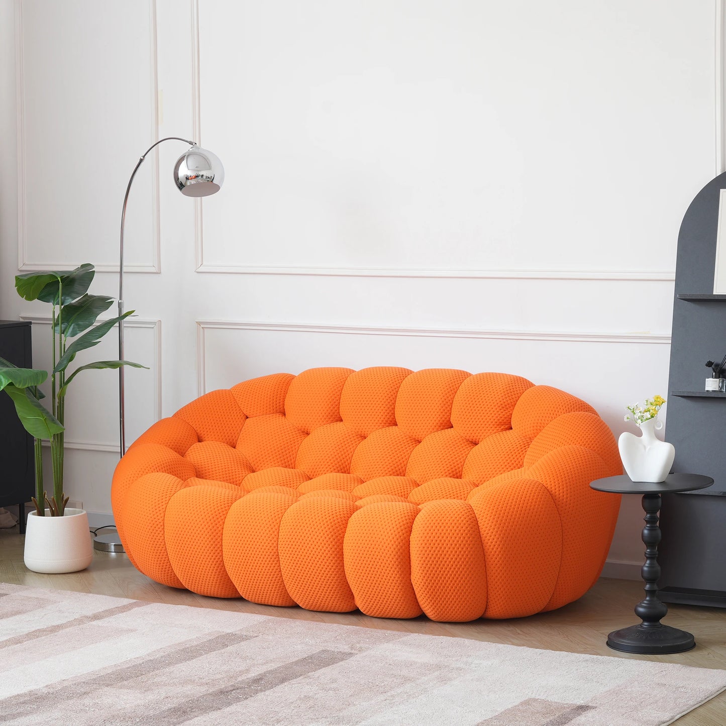 Ljustra Modern Comfy Floor Couch Lazy Sofa 3D Honeycomb Curved Loveseat