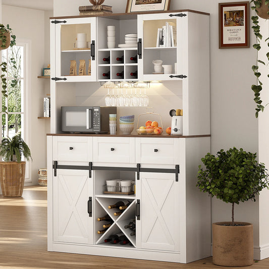 Ljustra Farmhouse Bar Cabinet Sliding Barn Door Storage Buffet